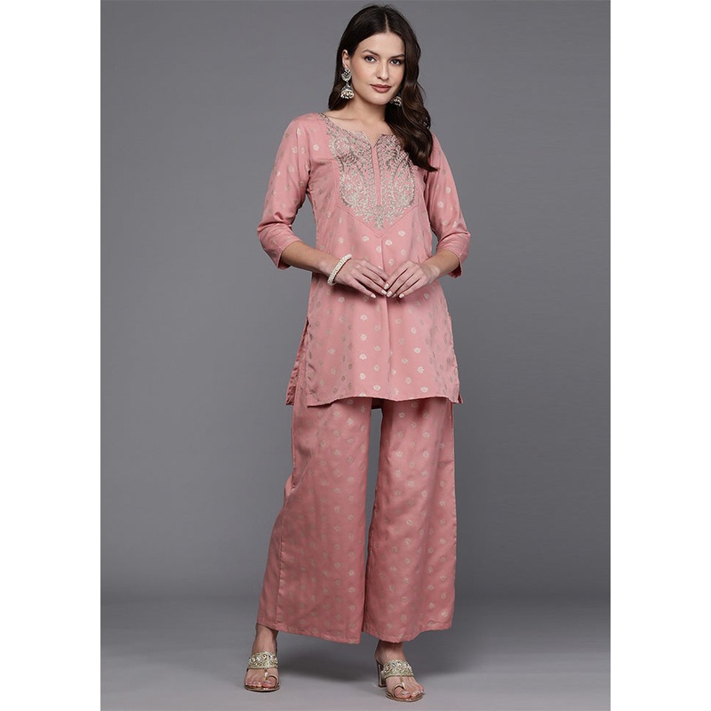 2 Pc Pink Readymade Rayon Tunic Set - JD986601577