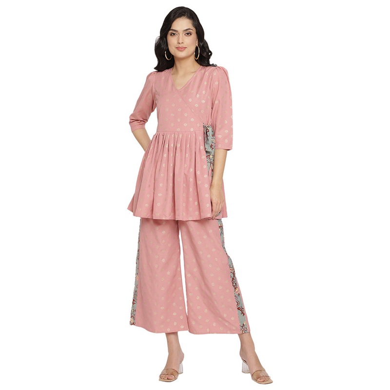 2 Pc Pink Readymade Rayon Tunic Set - JD986601578