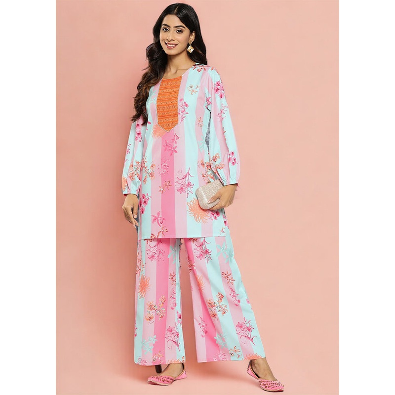 2 Pc Pink Readymade Silk Top Set - JD986601576