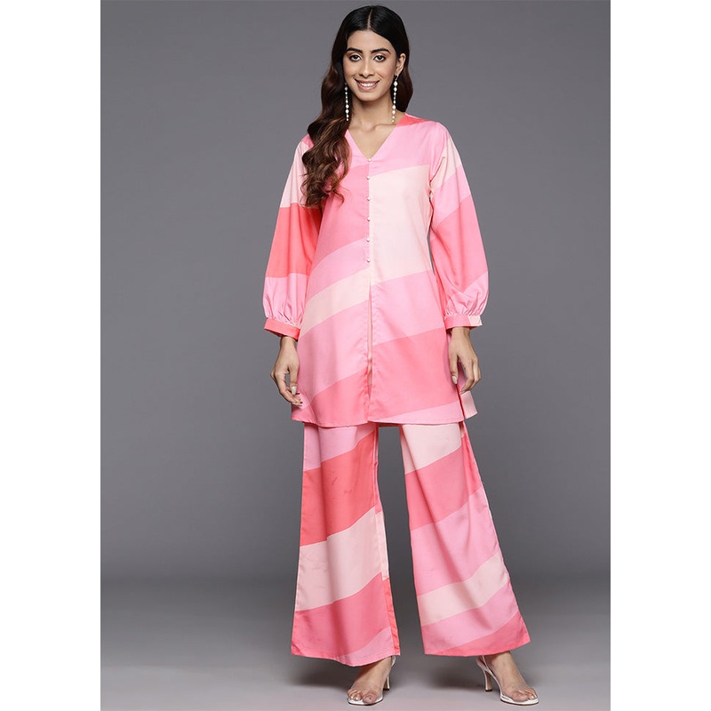 2 Pc Pink Readymade Silk Tunic Set - JD986601572