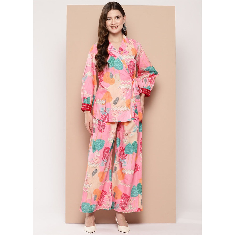 2 Pc Pink Readymade Silk Tunic Set - JD986601597