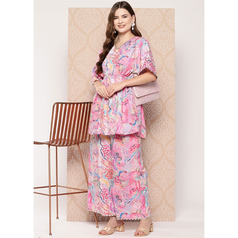 2 Pc Purple Readymade Silk Tunic Set - JD986601599
