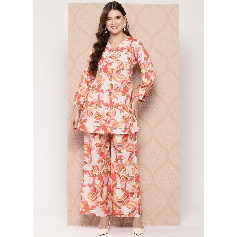 2 Pc White Readymade Silk Tunic Set - JD986601598