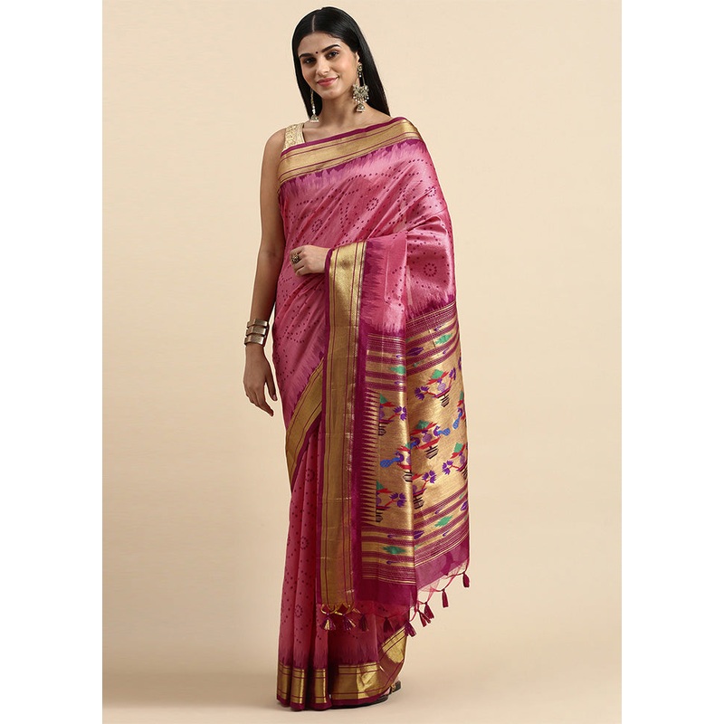 Rani Spun Silk Saree With Blouse Piece - JD986601483