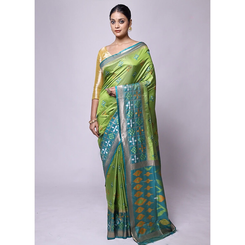Green Dupion Silk Saree With Blouse Piece - JD986601231