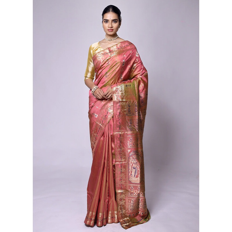 Rust Handloom Baluchari Pure Silk Saree With Blouse Piece - JD986601268
