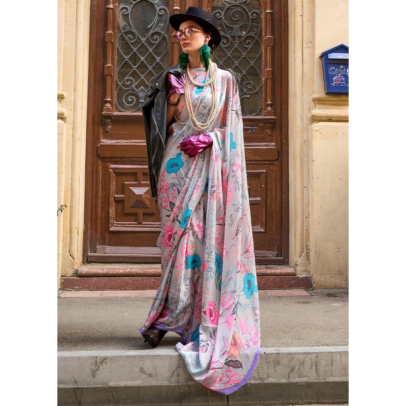 Multicolor Georgette Saree With Blouse Piece - JD986601119