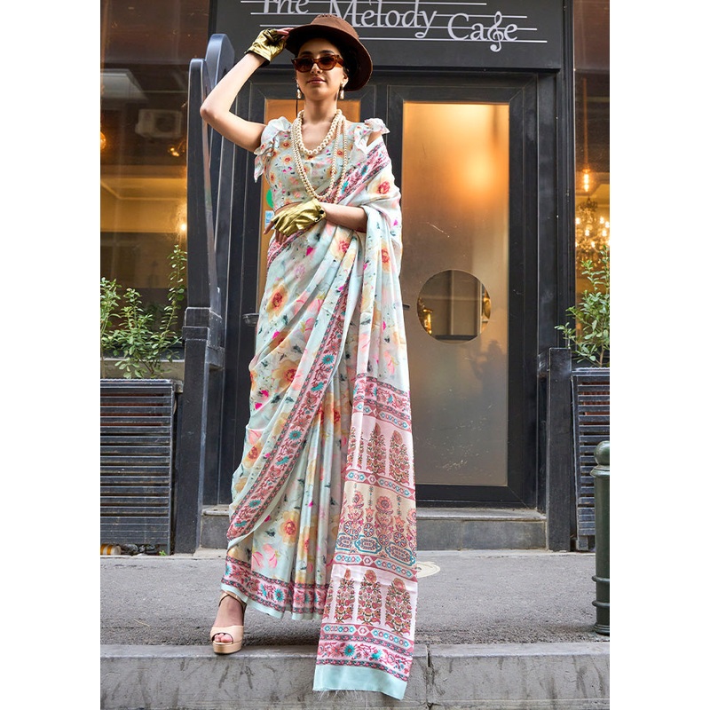 Multicolor Georgette Saree With Blouse Piece - JD986601126