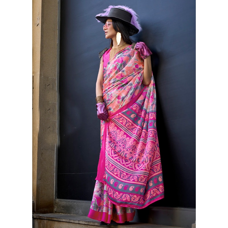 Multicolor Satin Silk Saree With Blouse Piece - JD986601078