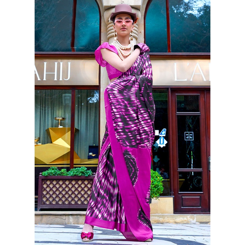 Multicolor Satin Silk Saree With Blouse Piece - JD986601082