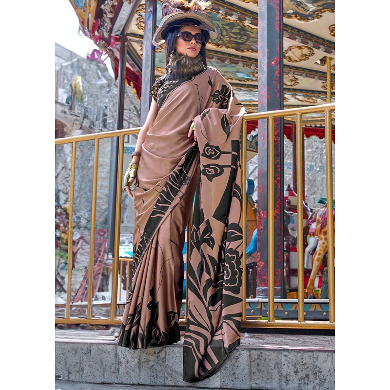 Multicolor Satin Silk Saree With Blouse Piece - JD986601085