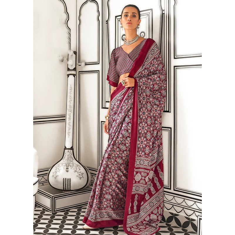 Multicolor Satin Silk Saree With Blouse Piece - JD986601091