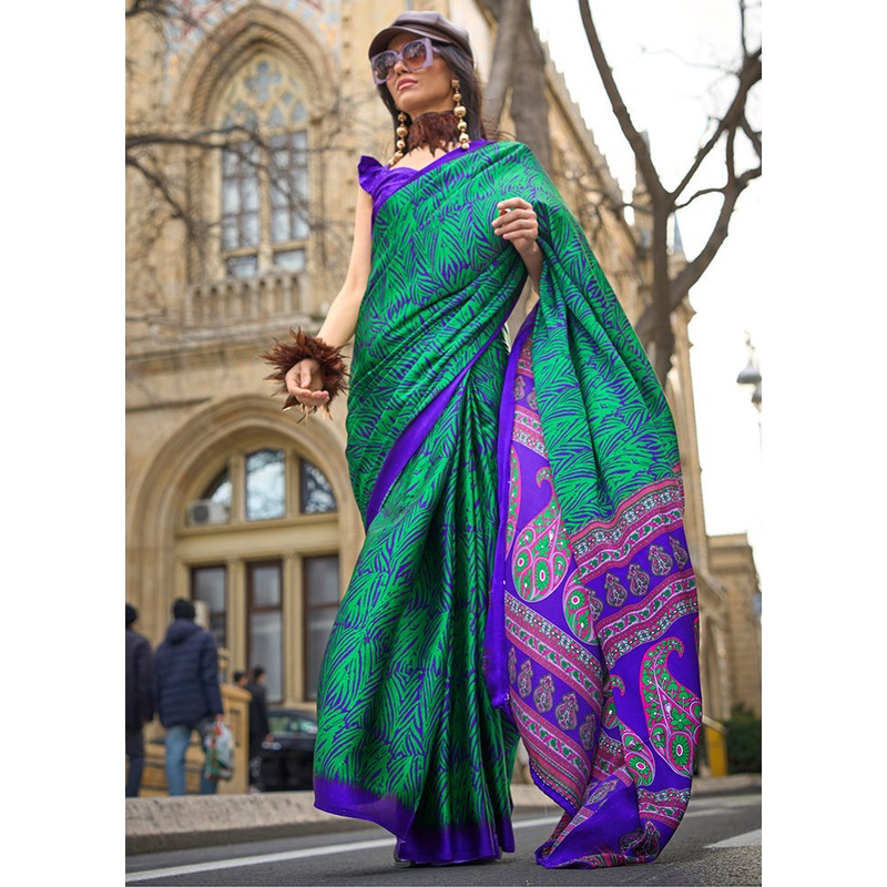Multicolor Satin Silk Saree With Blouse Piece - JD986601097