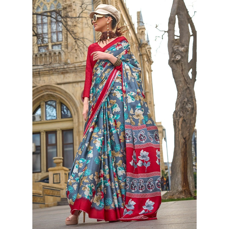 Multicolor Satin Silk Saree With Blouse Piece - JD986601100