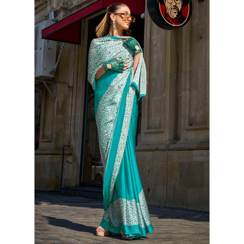 Multicolor Satin Silk Saree With Blouse Piece - JD986601105