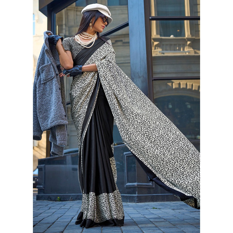 Multicolor Satin Silk Saree With Blouse Piece - JD986601106