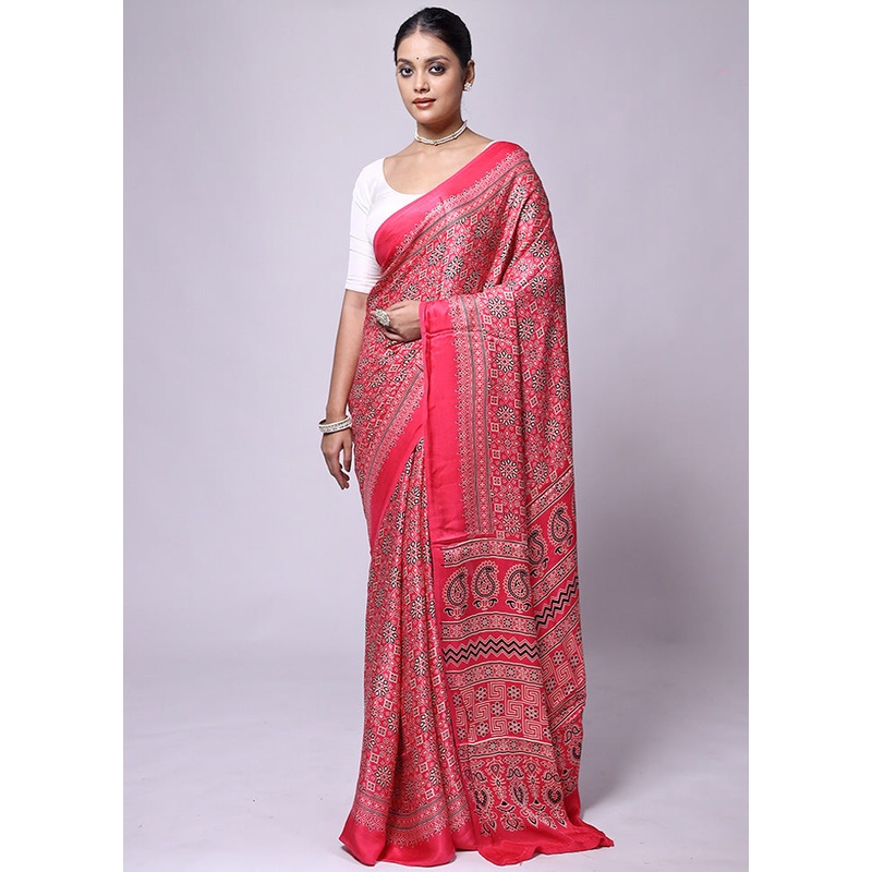 Pink Pure Modal Silk Saree Without Blouse Piece - JD986601199