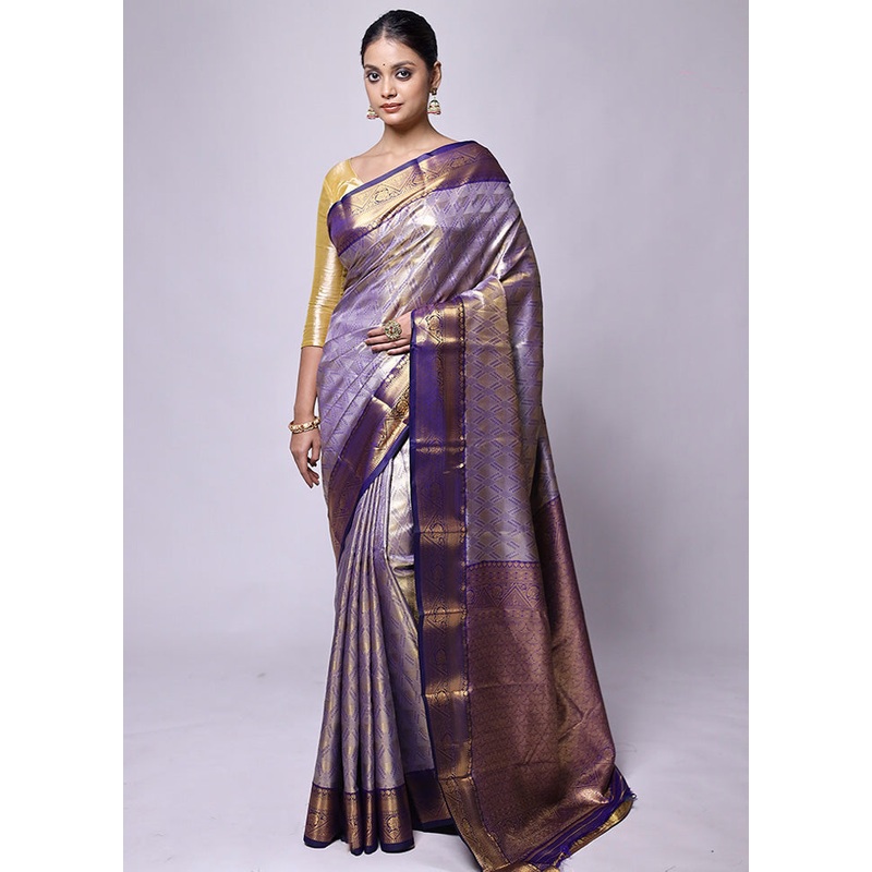Purple Dupion Silk Saree With Blouse Piece - JD986601193