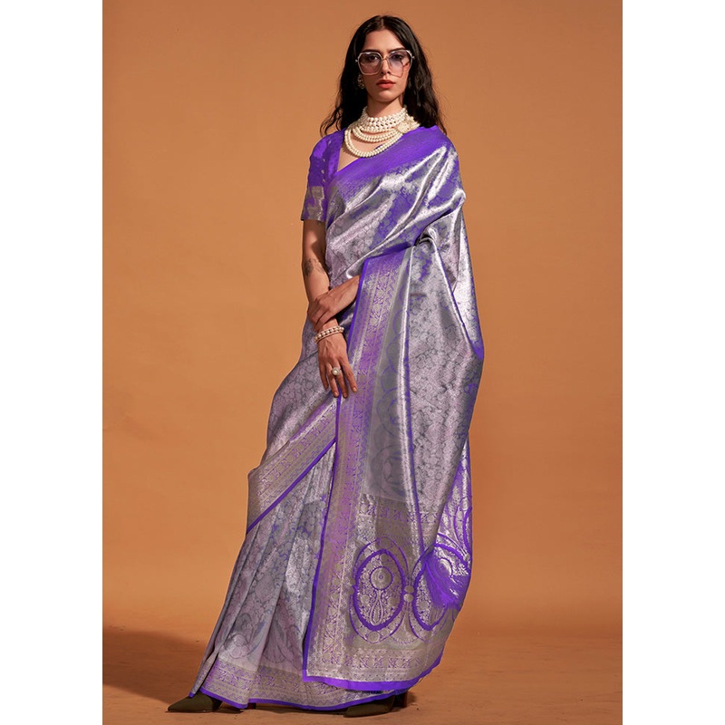 Purple Kanjivaram Silk Saree With Blouse Piece - JD986601114