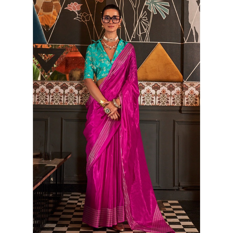 Rani Spun Silk Saree With Blouse Piece - JD986601031