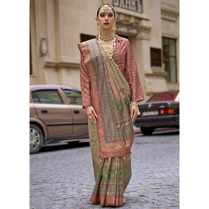 Beige Spun Silk Saree With Blouse Piece - JD986600987