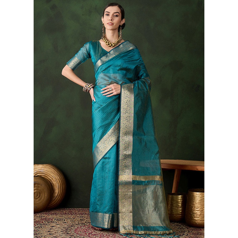 Firoza Organza Saree With Blouse Piece - JD986600948