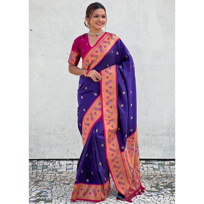 Lavender Spun Silk Saree With Blouse Piece - JD986600907