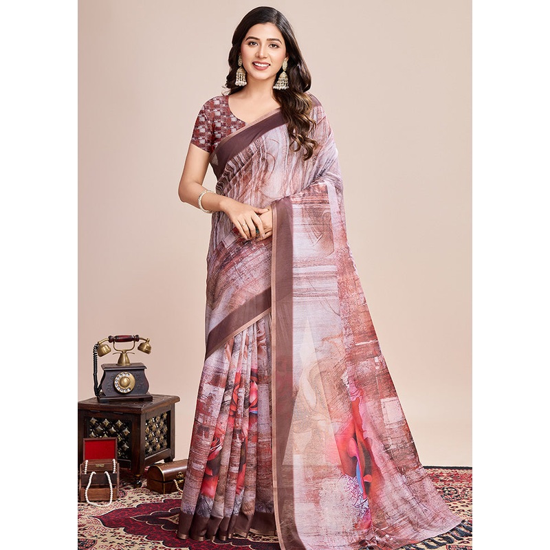 Multicolor Linen Silk Saree With Blouse Piece - JD986600890