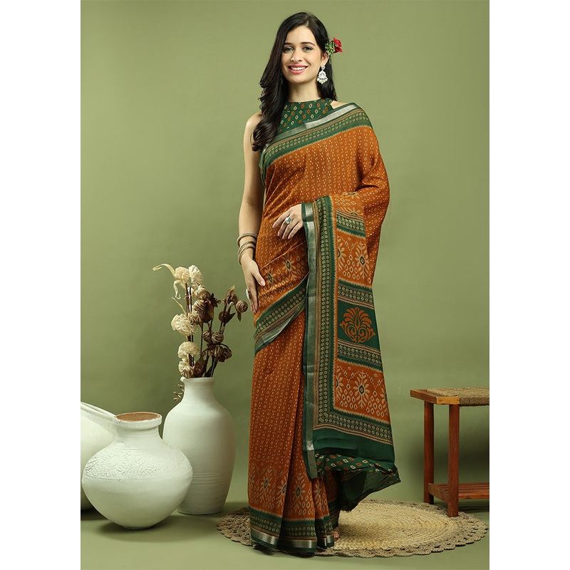 Mustard Dupion Silk Saree With Blouse Piece - JD986600999