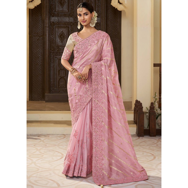 Pink Spun Pure Silk Saree With Blouse Piece - JD986600843