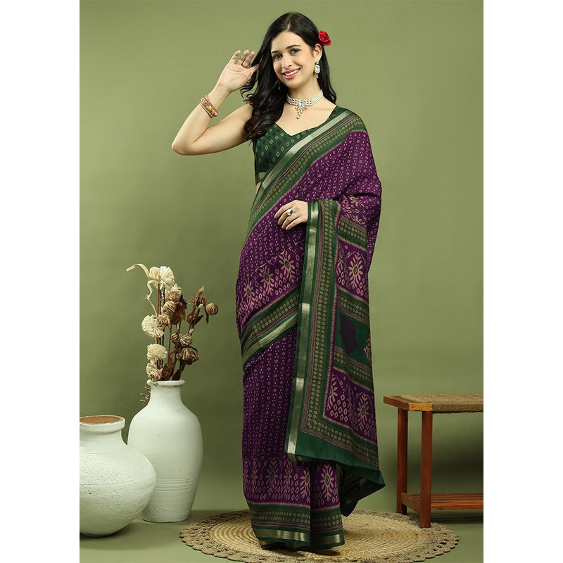Purple Dupion Silk Saree With Blouse Piece - JD986600997