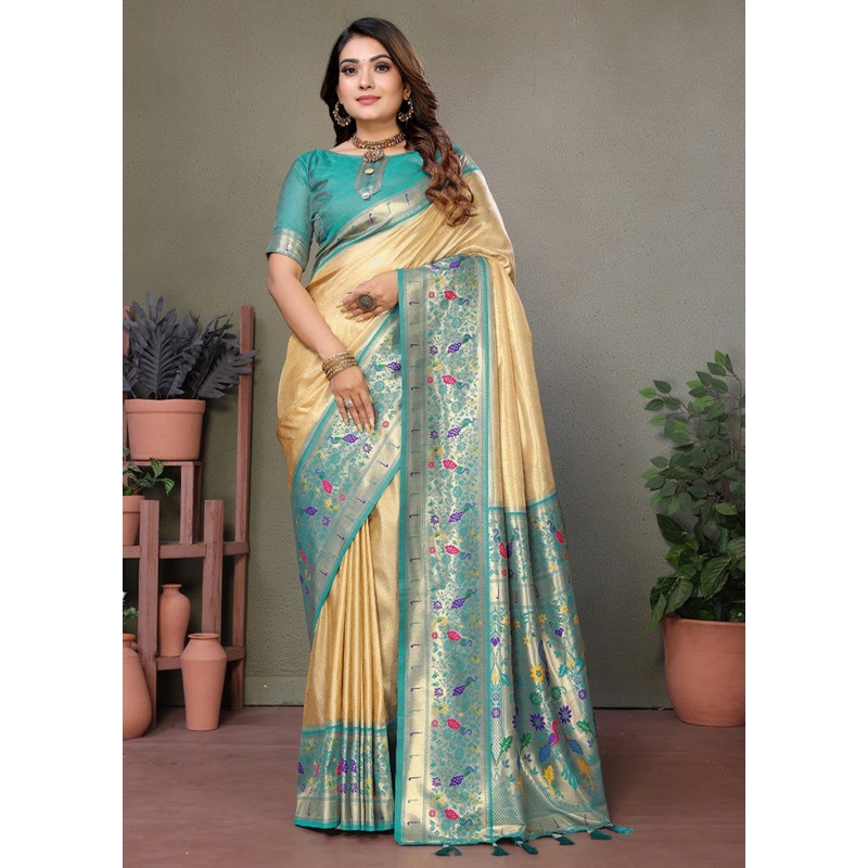 Beige Banarasi Silk Saree With Blouse Piece - JD986600751