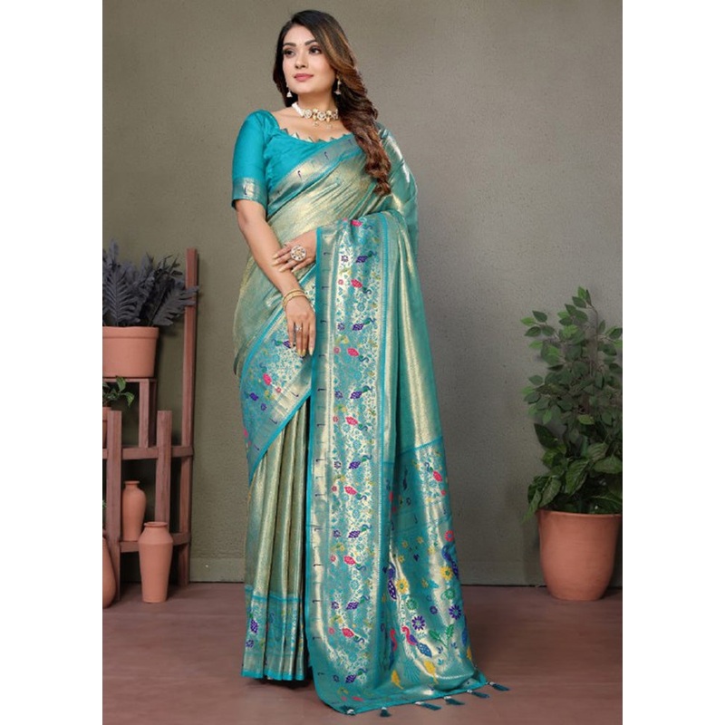 Firoza Banarasi Silk Saree With Blouse Piece - JD986600735
