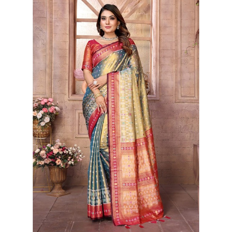 Olive Green Banarasi Silk Saree With Blouse Piece - JD986600693