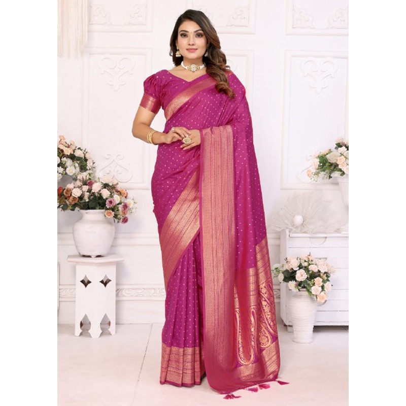 Pink Spun Silk Saree With Blouse Piece - JD986600678