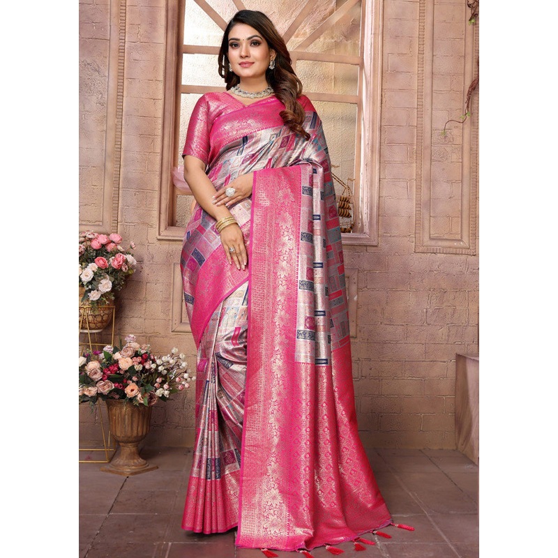 Purple Banarasi Silk Saree With Blouse Piece - JD986600701