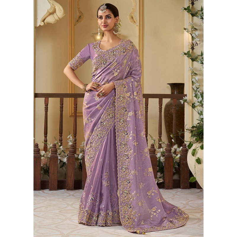Purple Spun Pure Silk Saree With Blouse Piece - JD986600820