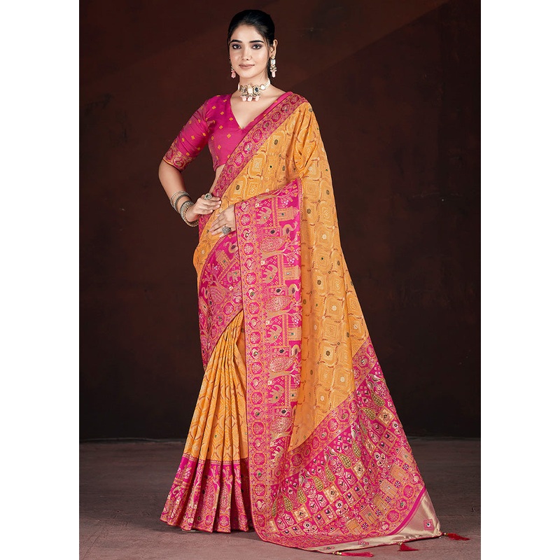 Red Banarasi Silk Saree With Blouse Piece - JD986600804
