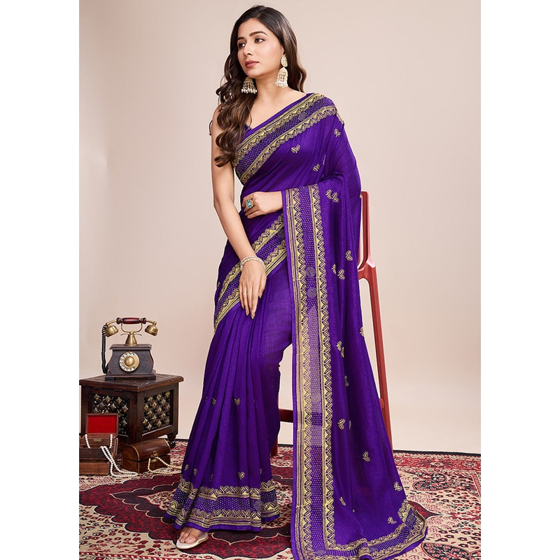 Wine Spun Silk Saree With Blouse Piece - JD986600765