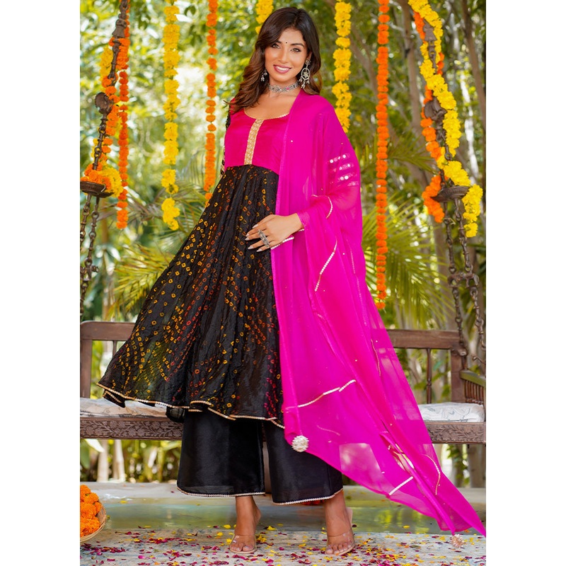 3 Pc Black Pure Silk Hand Crafted Suit Set - JD986600565