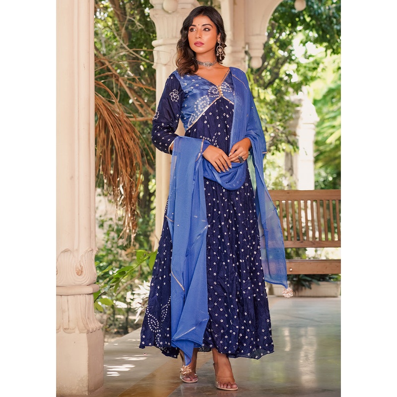 3 Pc Blue Pure Silk Hand Crafted Suit Set - JD986600566
