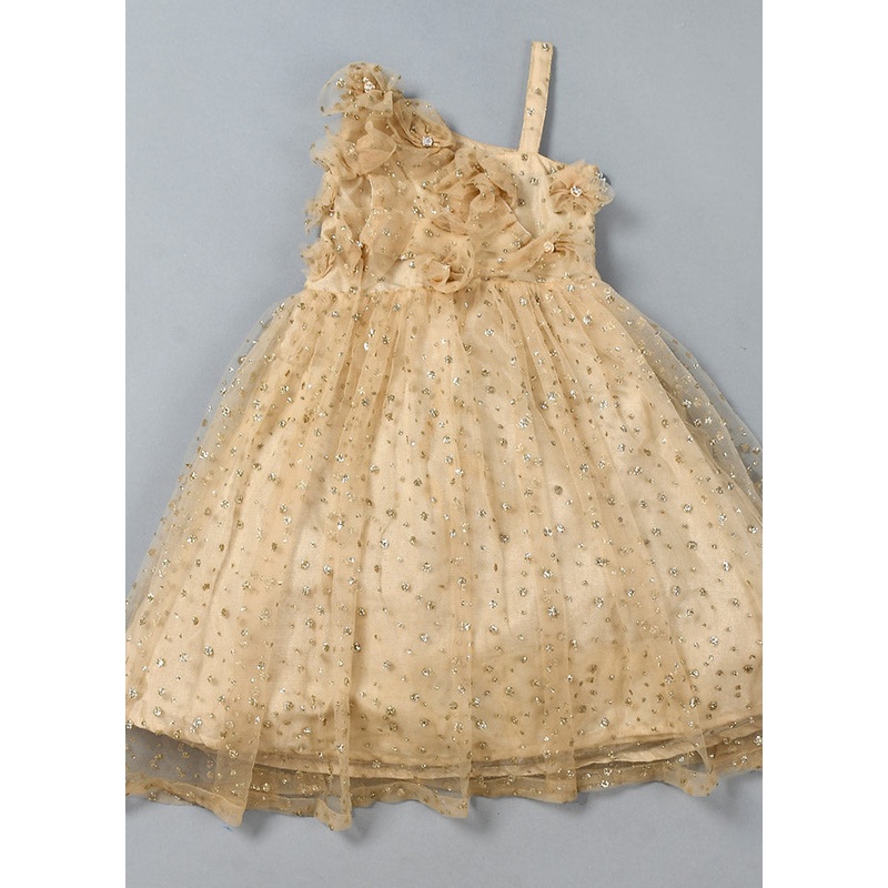 Golden Net Floral Pattern Gown - JD986600538