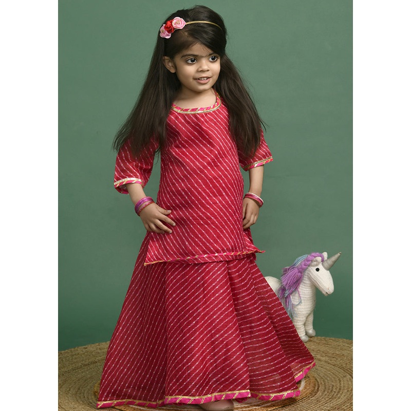 Magenta Cotton Gota Work Skirt Top - JD986600543