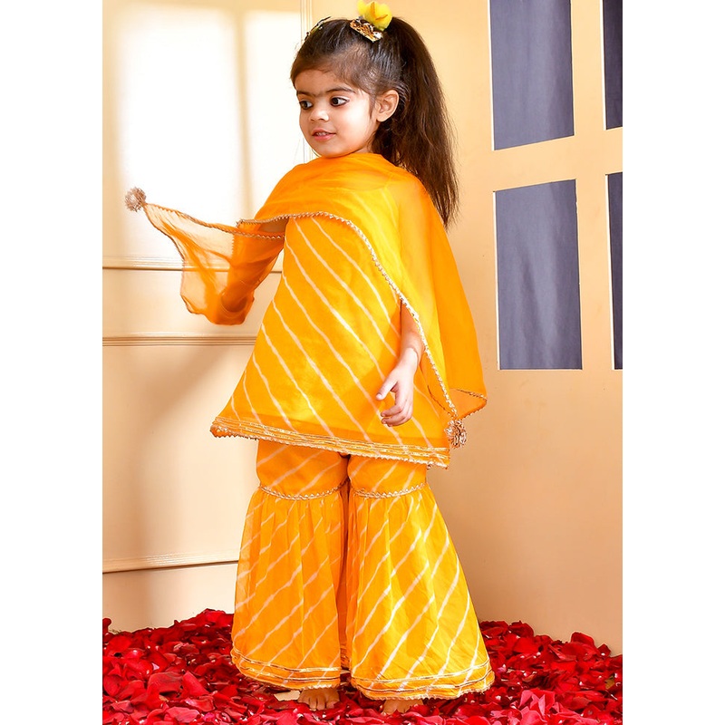 Yellow Cotton Gota Work Ghagra Set - JD986600557