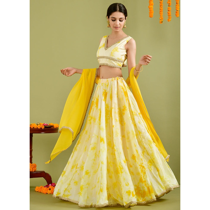 Yellow Readymade Silk Lehenga Choli Set - JD986600470