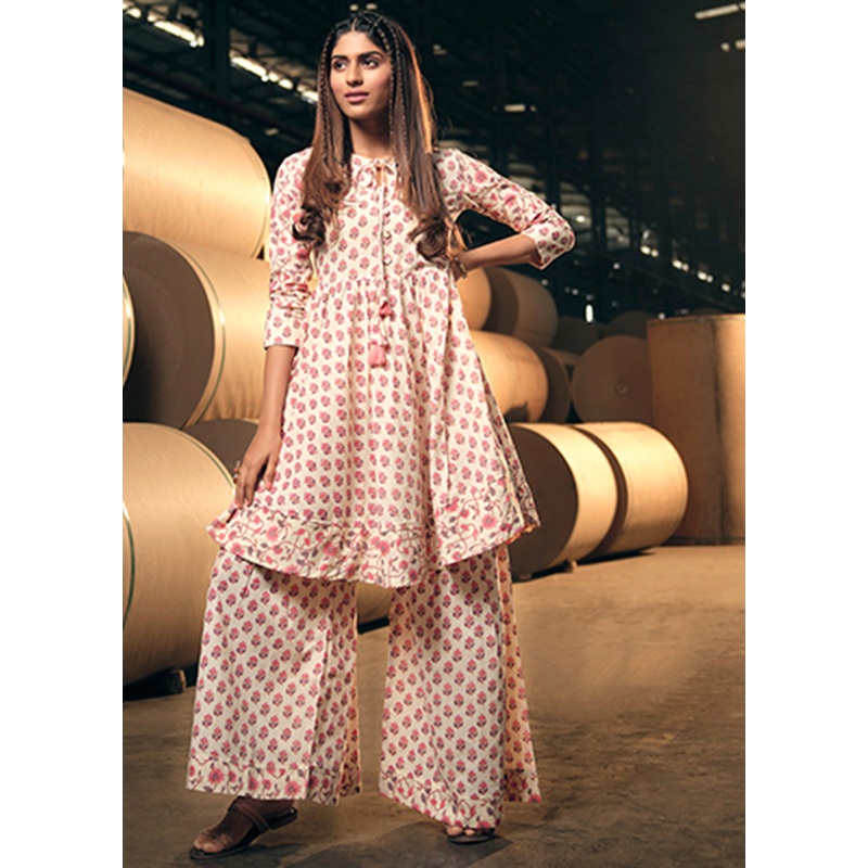 2 Pc Pink Readymade Cotton Kurti Set - JD986600382