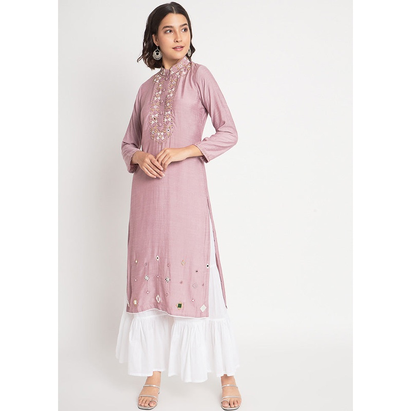 2 Pc Purple Readymade Viscose Kurti Set - JD986600378
