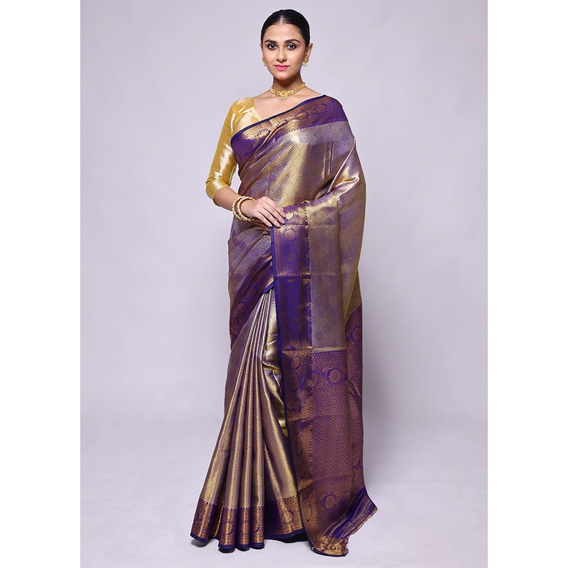 Purple Dupion Silk Saree With Blouse Piece - JD986600411