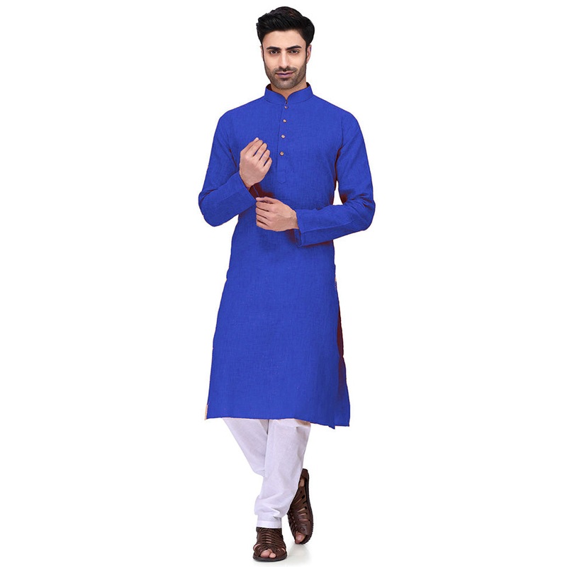 Blue Cotton Kurta And Pajama Set - JD986600182