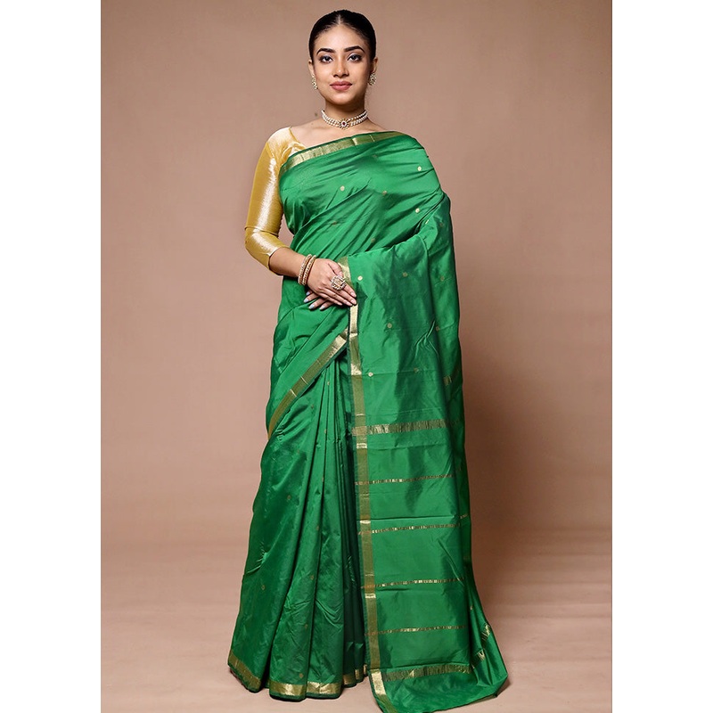 Green Kanjivaram Silk Saree With Blouse Piece - JD986600067